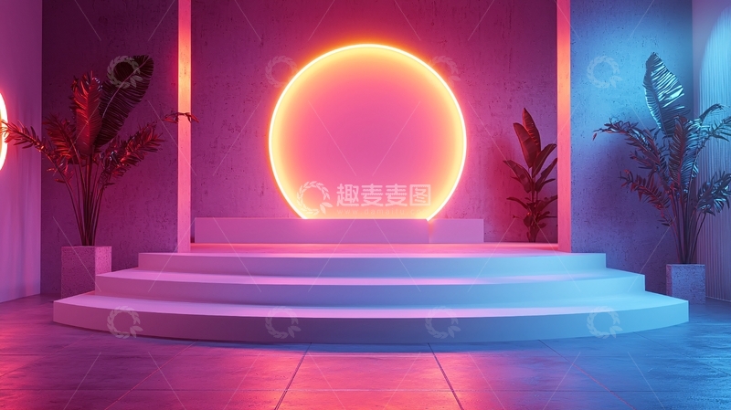 高清大图下载【趣麦麦图】霓虹灯舞台背景