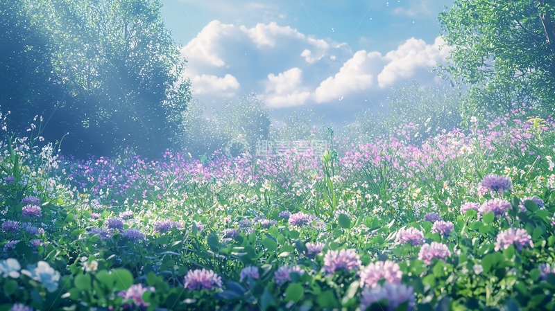 高清大图下载【趣麦麦图】梦幻紫花田野