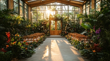 室内植物环绕的婚礼场景