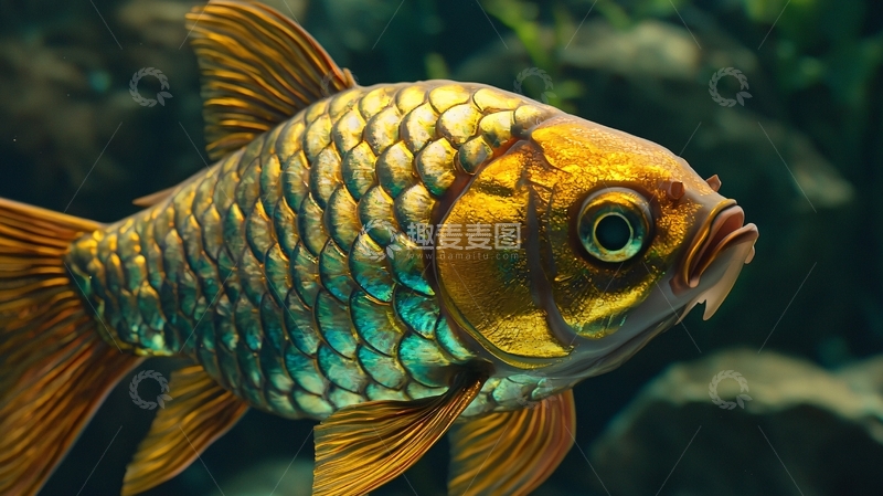 高清大图下载【趣麦麦图】金光闪闪的观赏鱼
