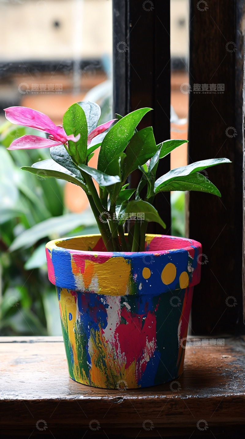 高清大图下载【趣麦麦图】彩色手绘花盆