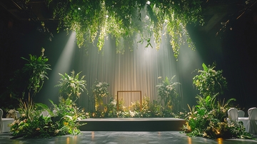 绿色植物环绕的舞台