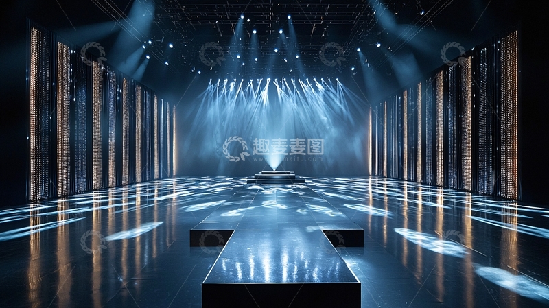 高清大图下载【趣麦麦图】蓝色灯光下的舞台走秀
