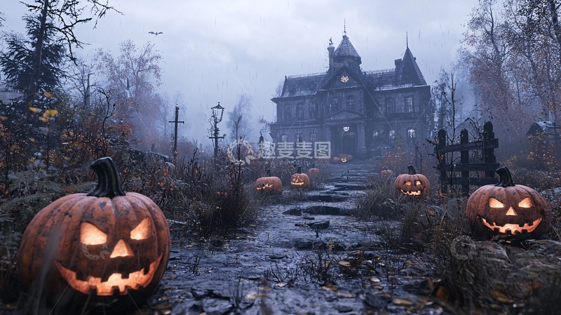 高清大图下载【趣麦麦图】阴森恐怖的万圣节古堡