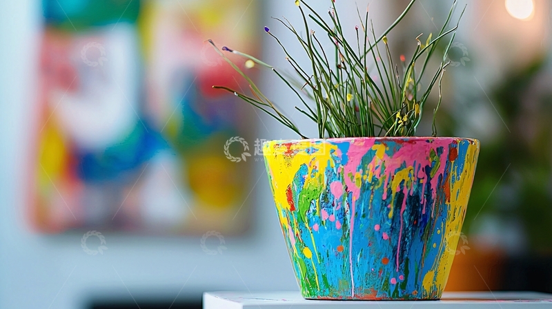 高清大图下载【趣麦麦图】彩色手绘花盆