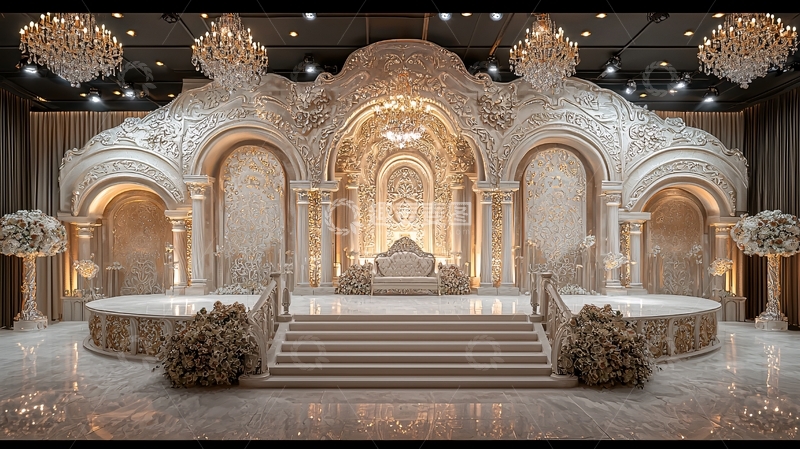 高清大图下载【趣麦麦图】华丽婚礼舞台背景
