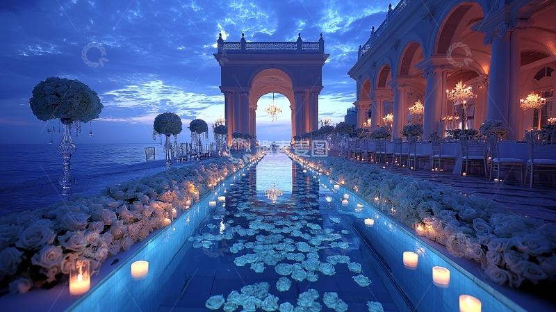 高清大图下载【趣麦麦图】浪漫的蓝色婚礼仪式