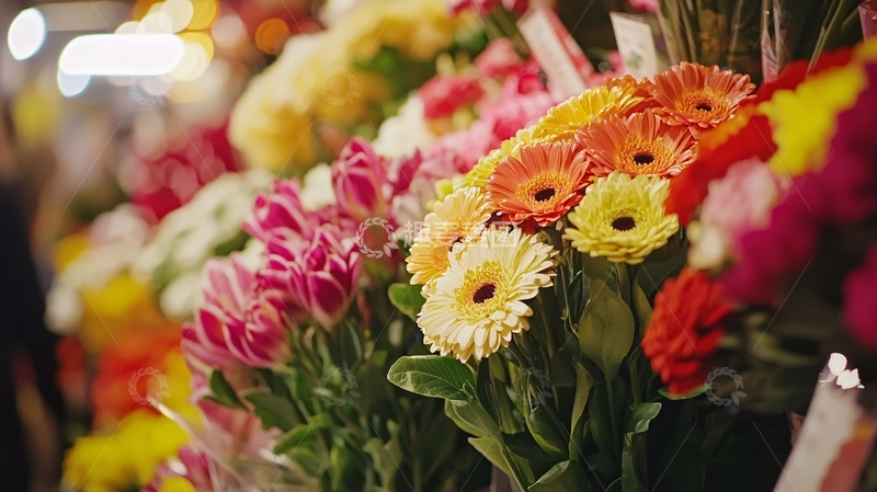 高清大图下载【趣麦麦图】鲜花市场多彩花束