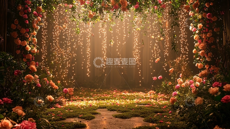 高清大图下载【趣麦麦图】鲜花拱门灯光