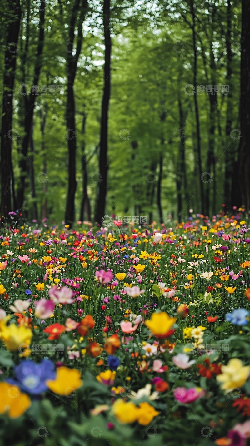 高清大图下载【趣麦麦图】森林野花地毯
