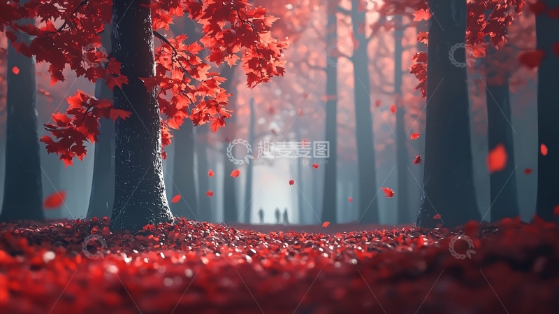 高清大图下载【趣麦麦图】红叶森林