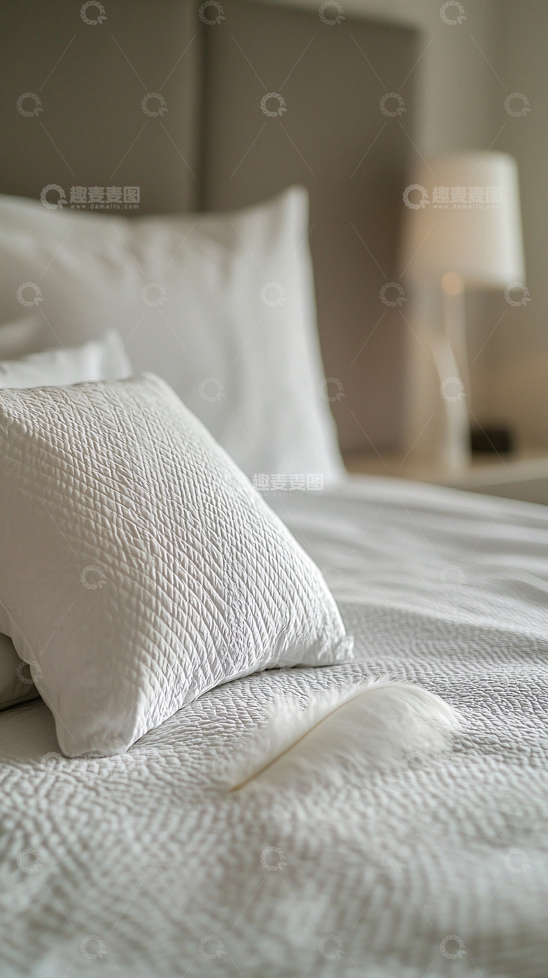 高清大图下载【趣麦麦图】简约白色床铺