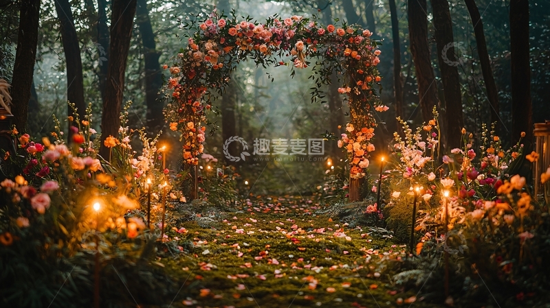 高清大图下载【趣麦麦图】森林中的鲜花拱门