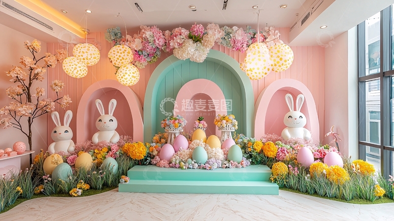 高清大图下载【趣麦麦图】粉色系复活节场景布置