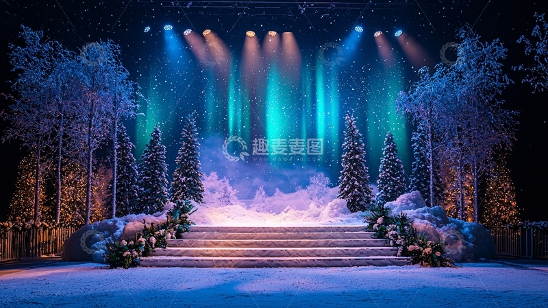 高清大图下载【趣麦麦图】雪地舞台背景