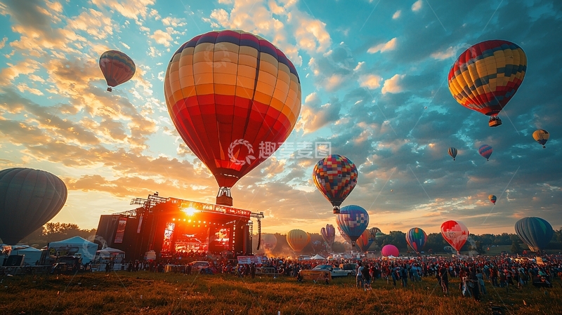 高清大图下载【趣麦麦图】热气球升空庆典活动