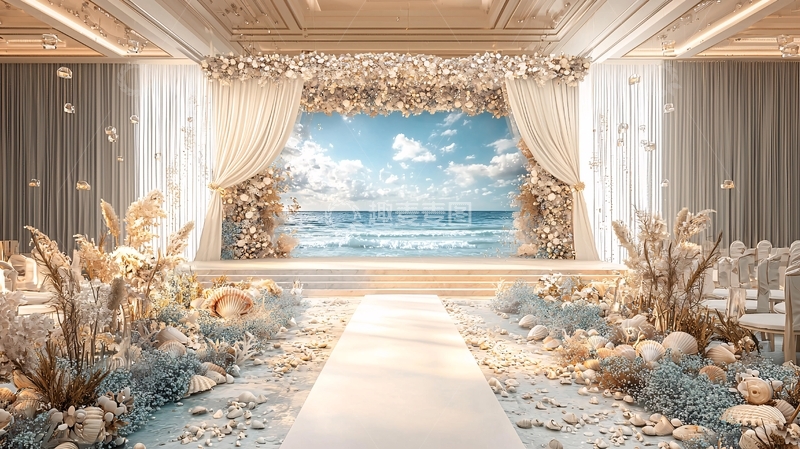 高清大图下载【趣麦麦图】海边婚礼仪式背景