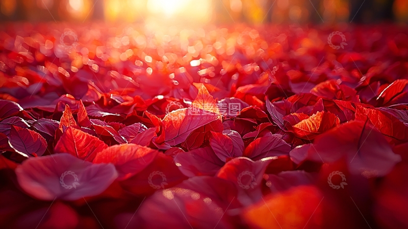 高清大图下载【趣麦麦图】红叶遍地落日余晖