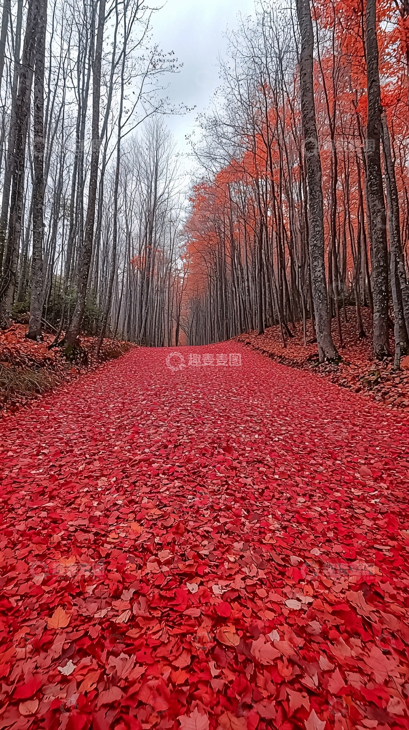 高清大图下载【趣麦麦图】红叶铺满小路