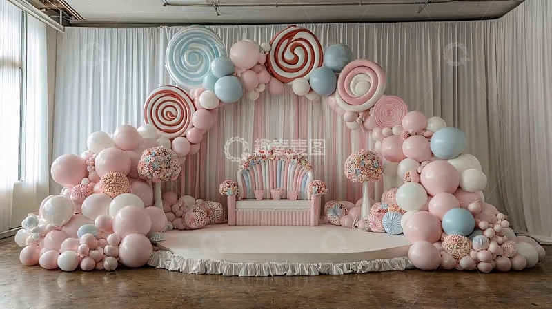 高清大图下载【趣麦麦图】粉色糖果气球拱门