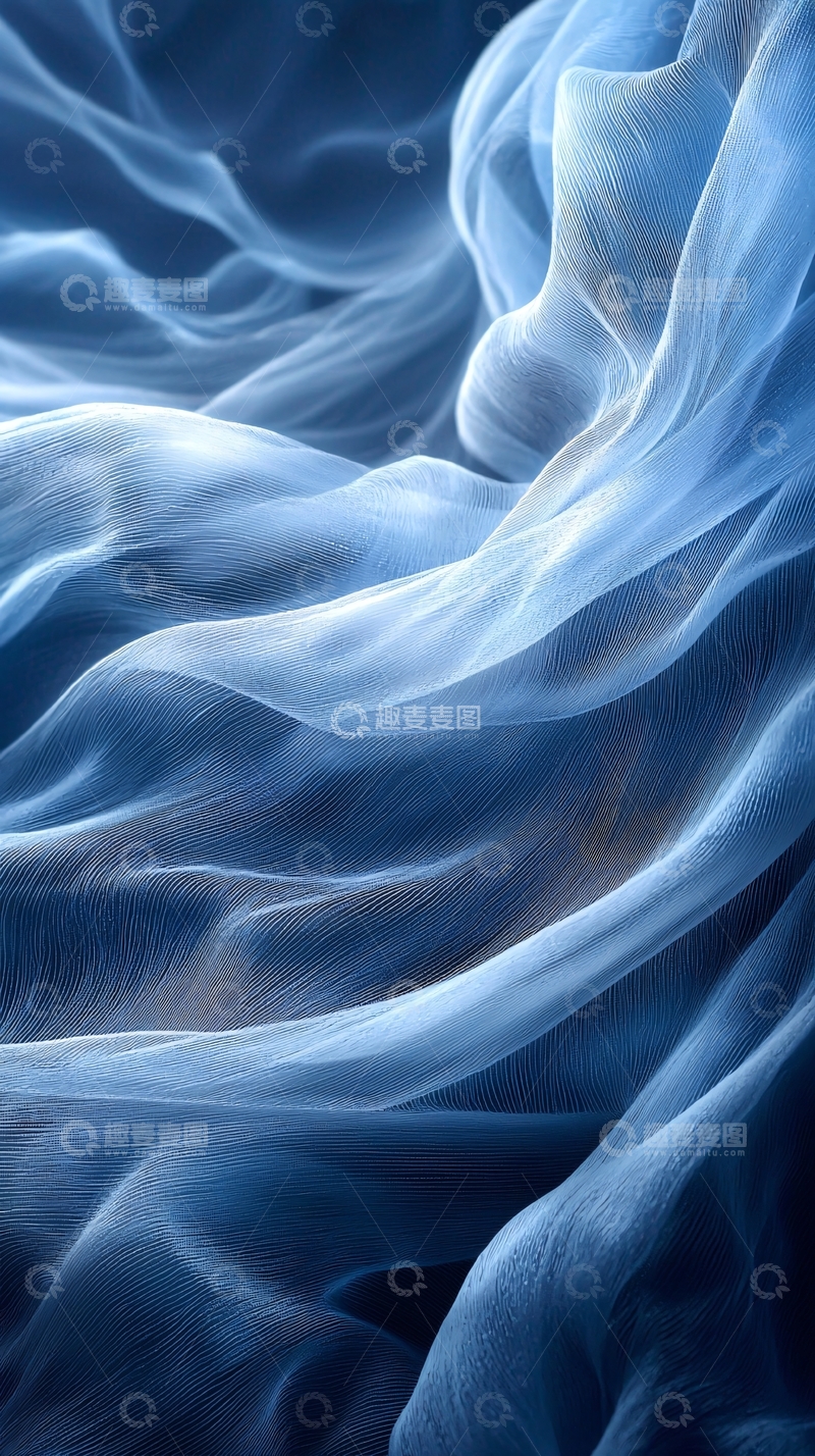 高清大图下载【趣麦麦图】轻柔蓝色丝绸流动