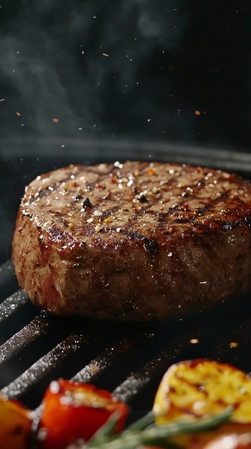 烤架上煎的美味牛排