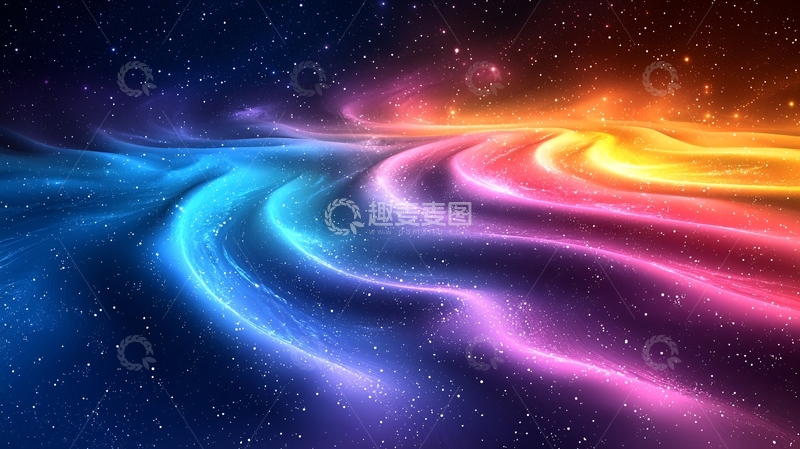 高清大图下载【趣麦麦图】绚丽星空下的彩色光带