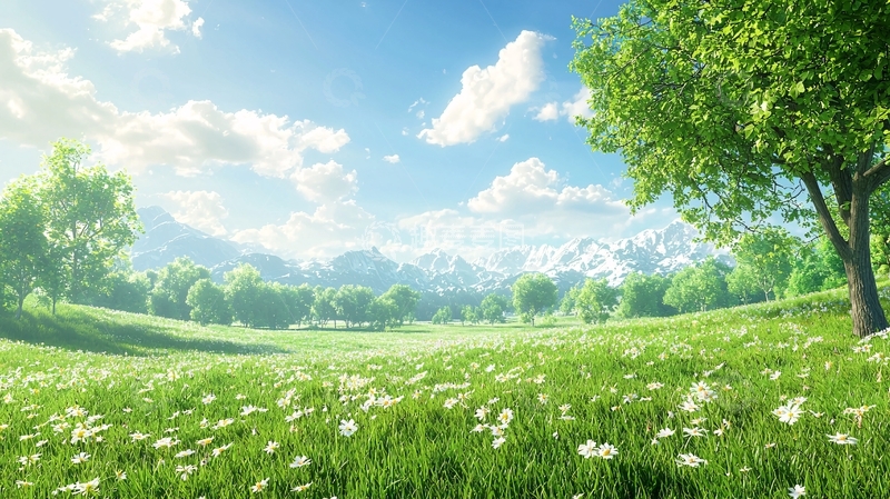 高清大图下载【趣麦麦图】阳光明媚的绿色草原