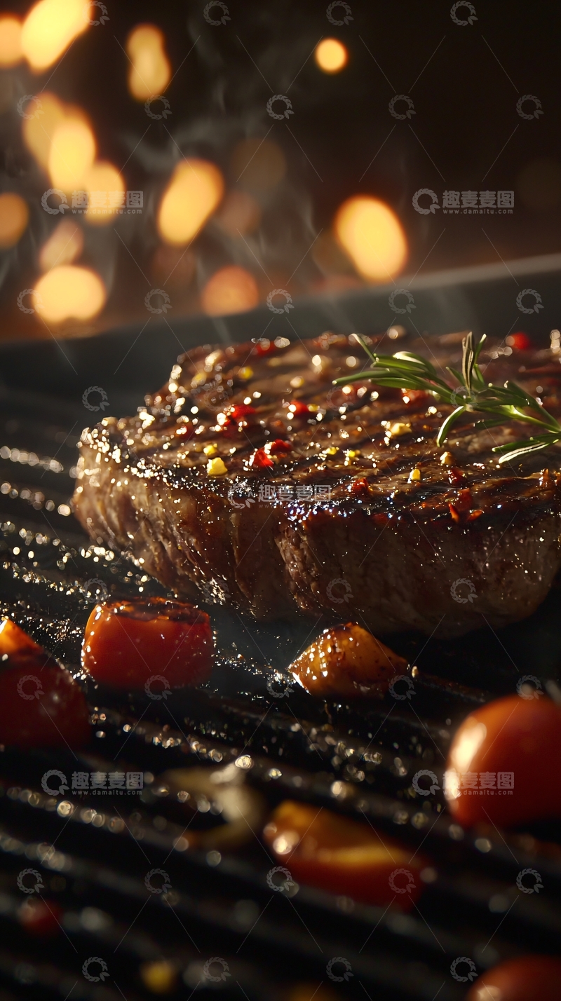 高清大图下载【趣麦麦图】烤架上多汁牛排