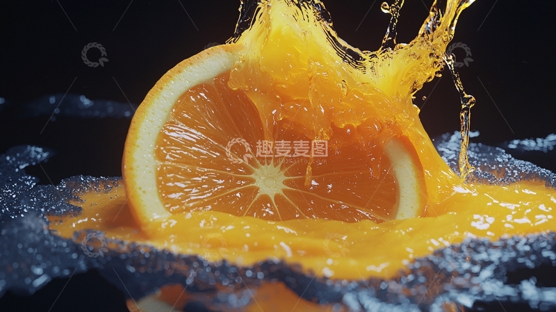 高清大图下载【趣麦麦图】橙子汁水飞溅