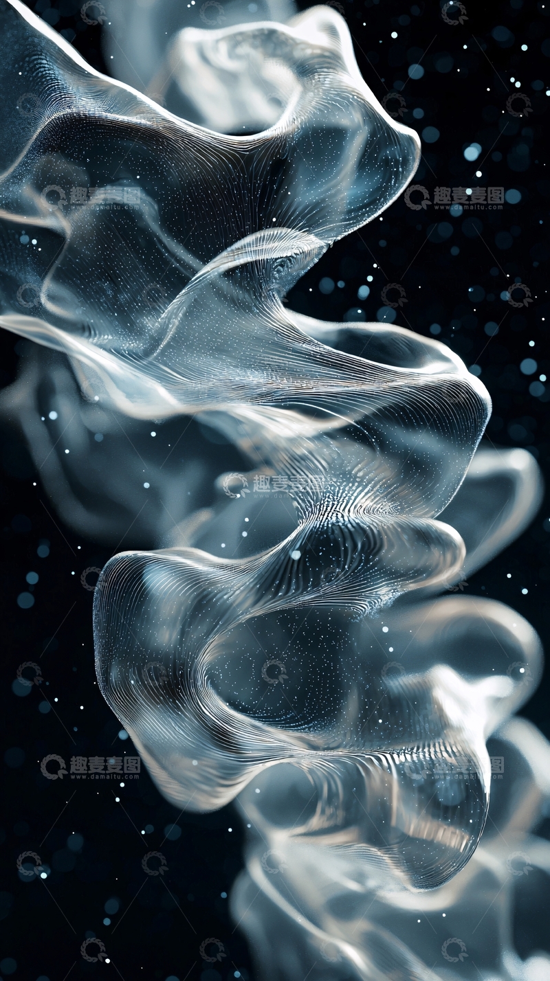 高清大图下载【趣麦麦图】流动的水晶丝绸抽象背景