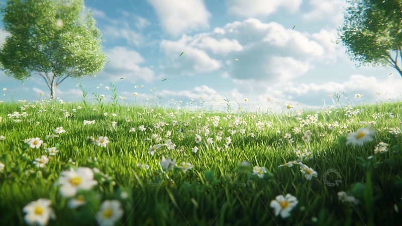 高清大图下载【趣麦麦图】阳光明媚的绿草地