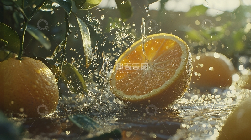 高清大图下载【趣麦麦图】橙子水花四溅