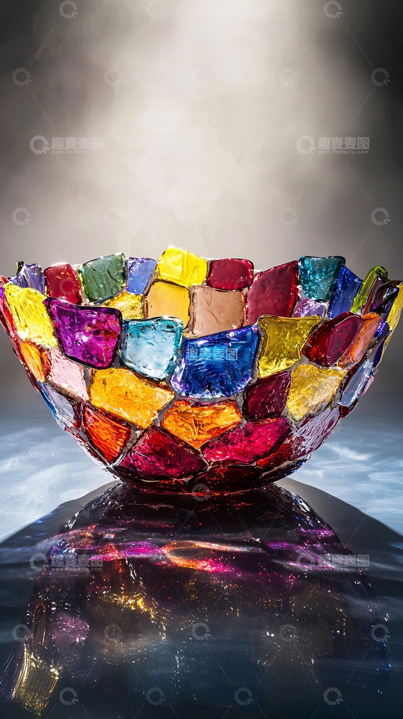高清大图下载【趣麦麦图】彩色玻璃拼贴碗