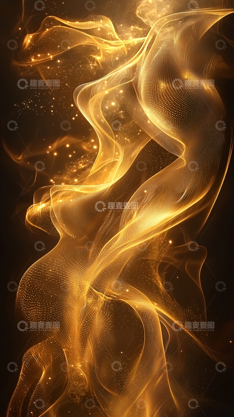 高清大图下载【趣麦麦图】金色光线流动的抽象背景