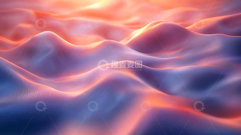高清大图下载【趣麦麦图】粉色蓝色渐变抽象山脉