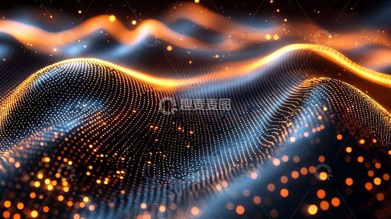 高清大图下载【趣麦麦图】金色光点抽象曲线波浪