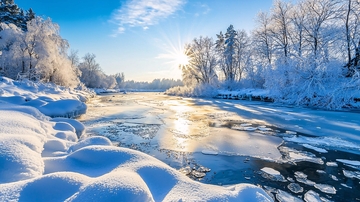 冰雪河流冬季美景