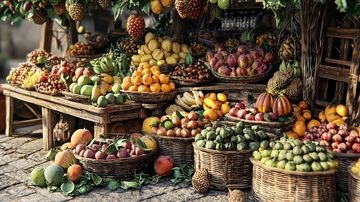 琳琅满目的水果摊位