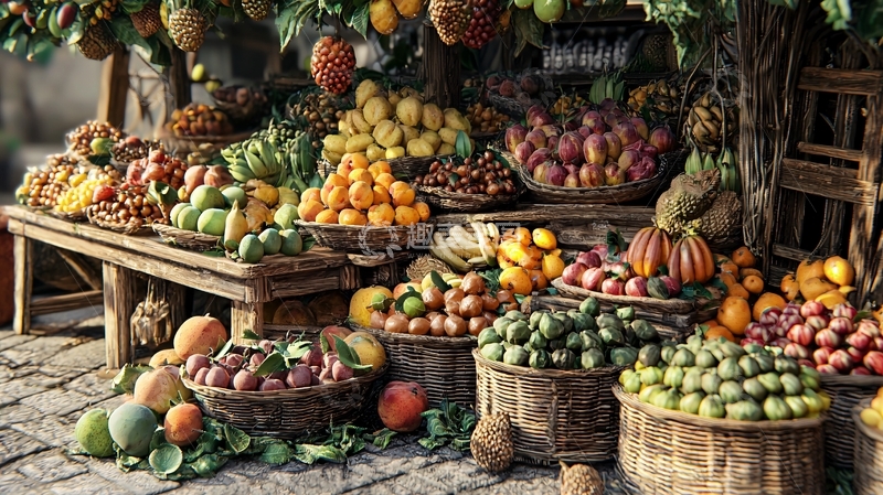高清大图下载【趣麦麦图】琳琅满目的水果摊位