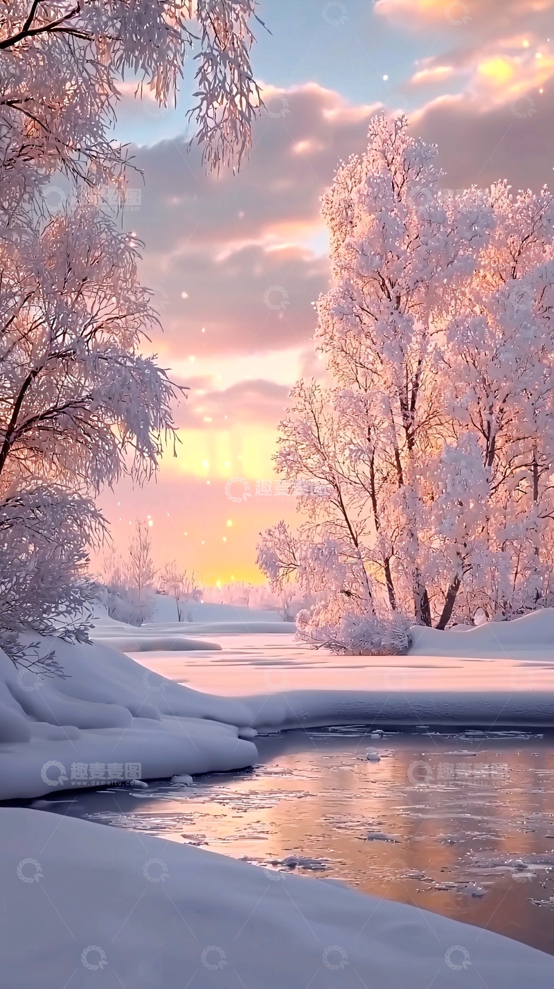 高清大图下载【趣麦麦图】雪景日出