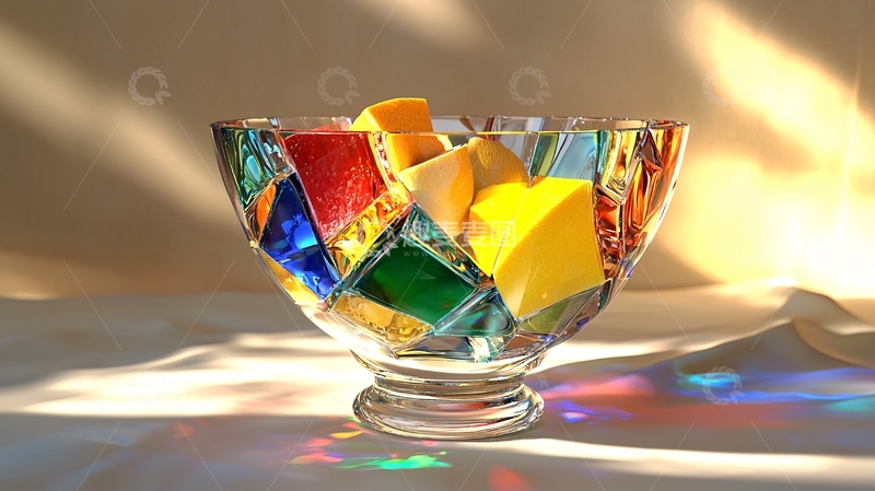 高清大图下载【趣麦麦图】彩色玻璃碎片碗