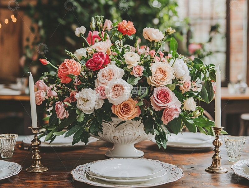 高清大图下载【趣麦麦图】精美餐桌花艺摆设