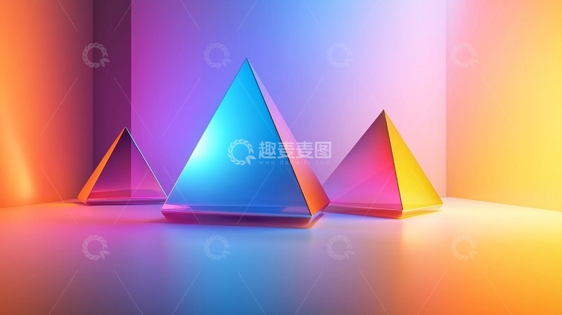 高清大图下载【趣麦麦图】彩色三角锥体