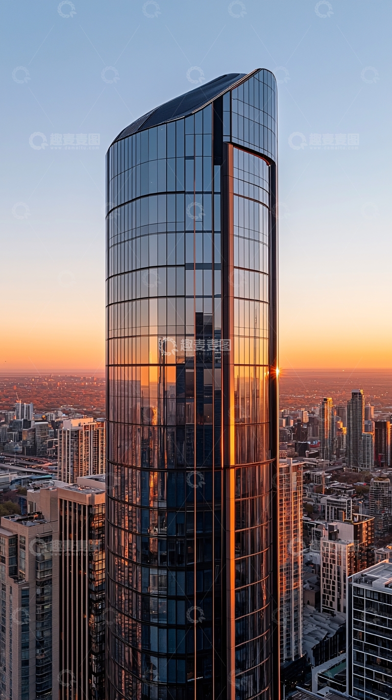 高清大图下载【趣麦麦图】日落时分墨尔本摩天大楼