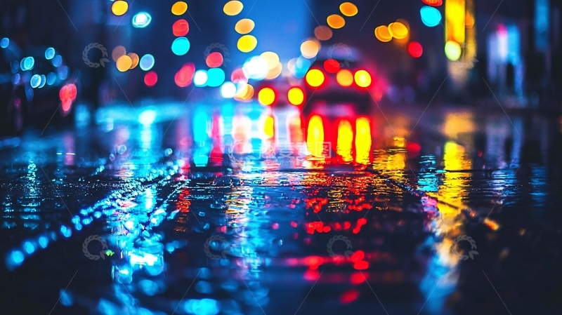 高清大图下载【趣麦麦图】雨夜城市街景