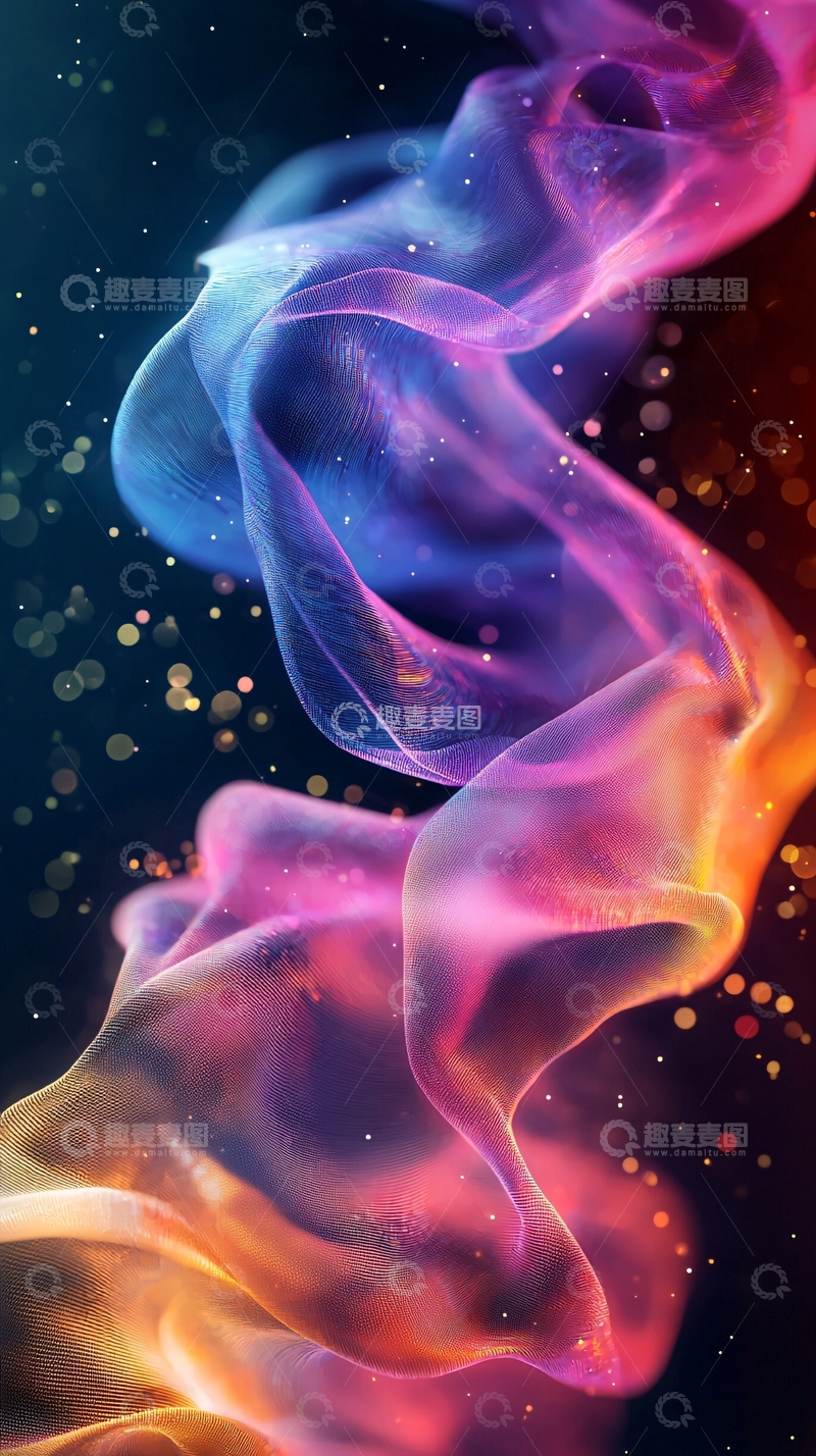 高清大图下载【趣麦麦图】绚丽光晕流动丝绸质感