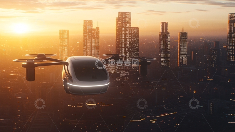 高清大图下载【趣麦麦图】未来城市飞行汽车