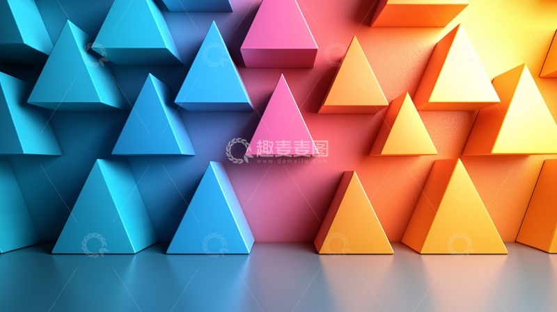 高清大图下载【趣麦麦图】彩色三角锥排列