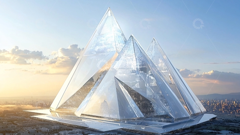 高清大图下载【趣麦麦图】未来都市玻璃金字塔